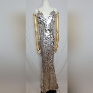 Fashion Nova Sasha Rose Gold Sequin Dress, Size Small